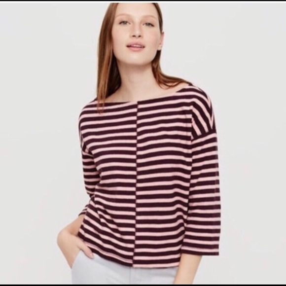 Lou & Grey Sweaters - [Lou & Grey] Pink Purple Striped Boat Neck Sweater
